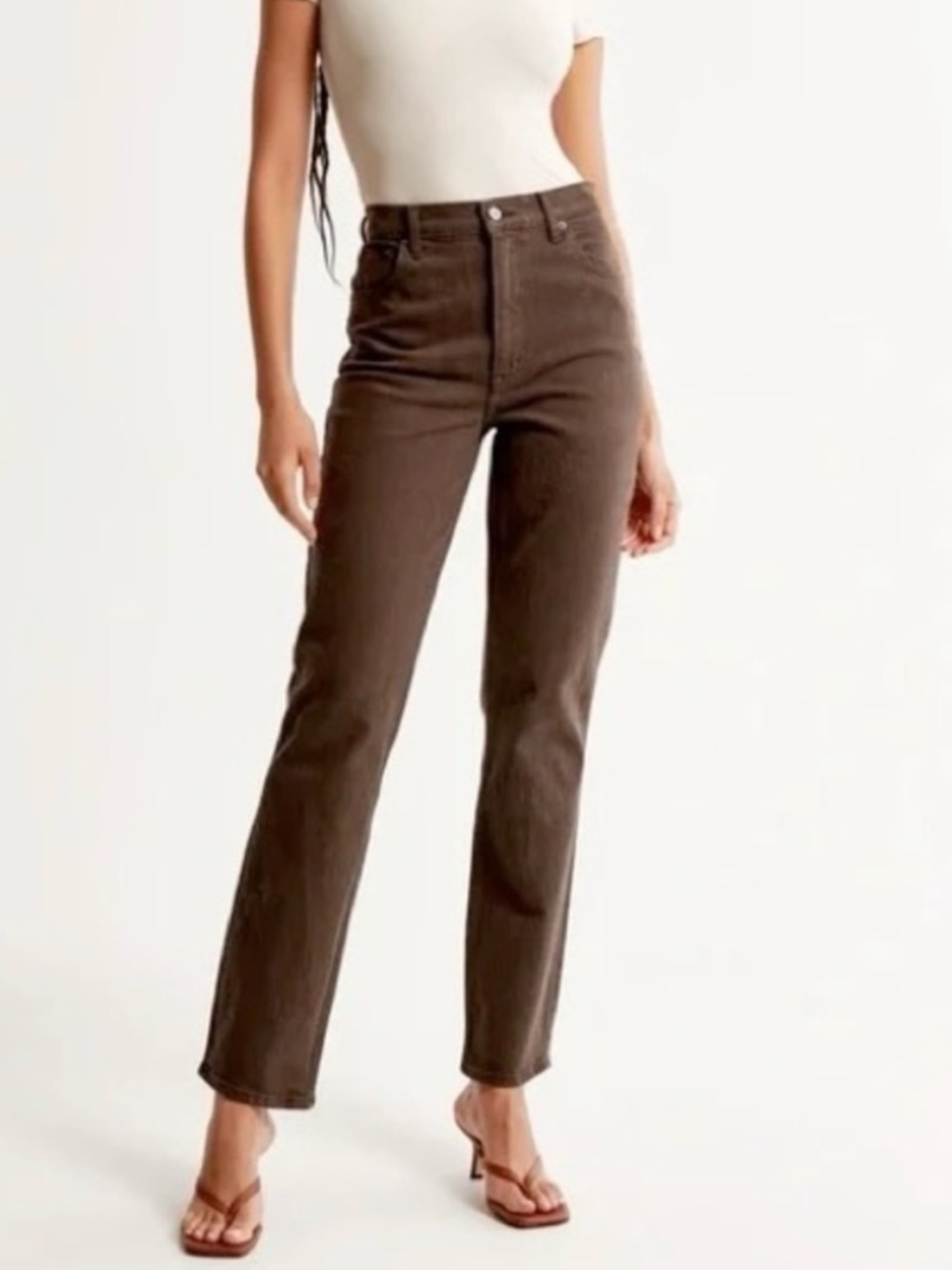 Abercrombie and Fitch - The 90’s Straight Ultra High Rise Brown Pants